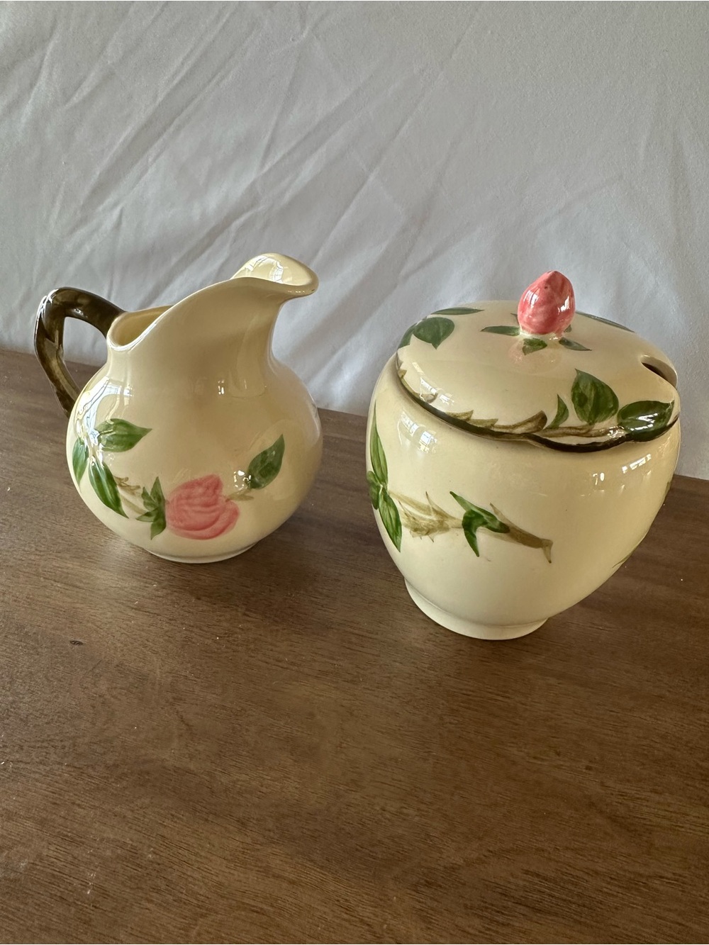 Vintage Franciscan Desert Rose Creamer & Covered Sugar Bowl Set